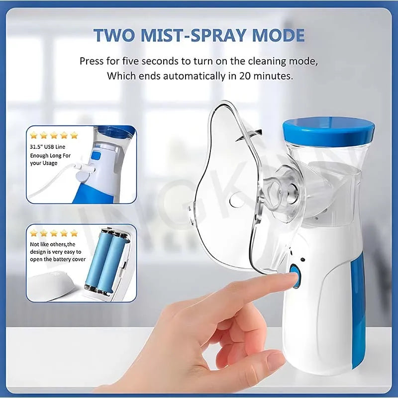 "Mini Portable Nebulizer Machine | Silent Mesh Ultrasonic Inhaler for Asthma, Kids & Adult Breathing Treatment"