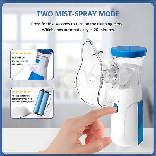 "Mini Portable Nebulizer Machine | Silent Mesh Ultrasonic Inhaler for Asthma, Kids & Adult Breathing Treatment"